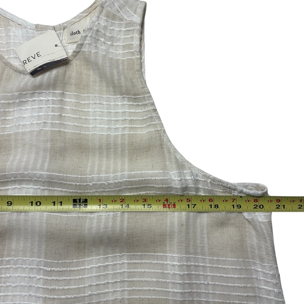 NWT Cloth & Stone Anthropologie Rayon-Linen Oatmeal Plaid Frayed Tank Top Size L - Picture 7 of 12